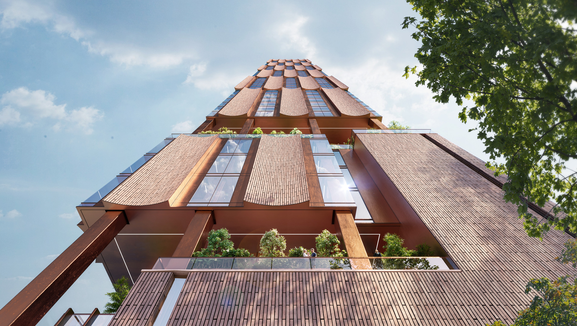 Rendering of 36-40 Avondale, looking right next to the building from the ground up.