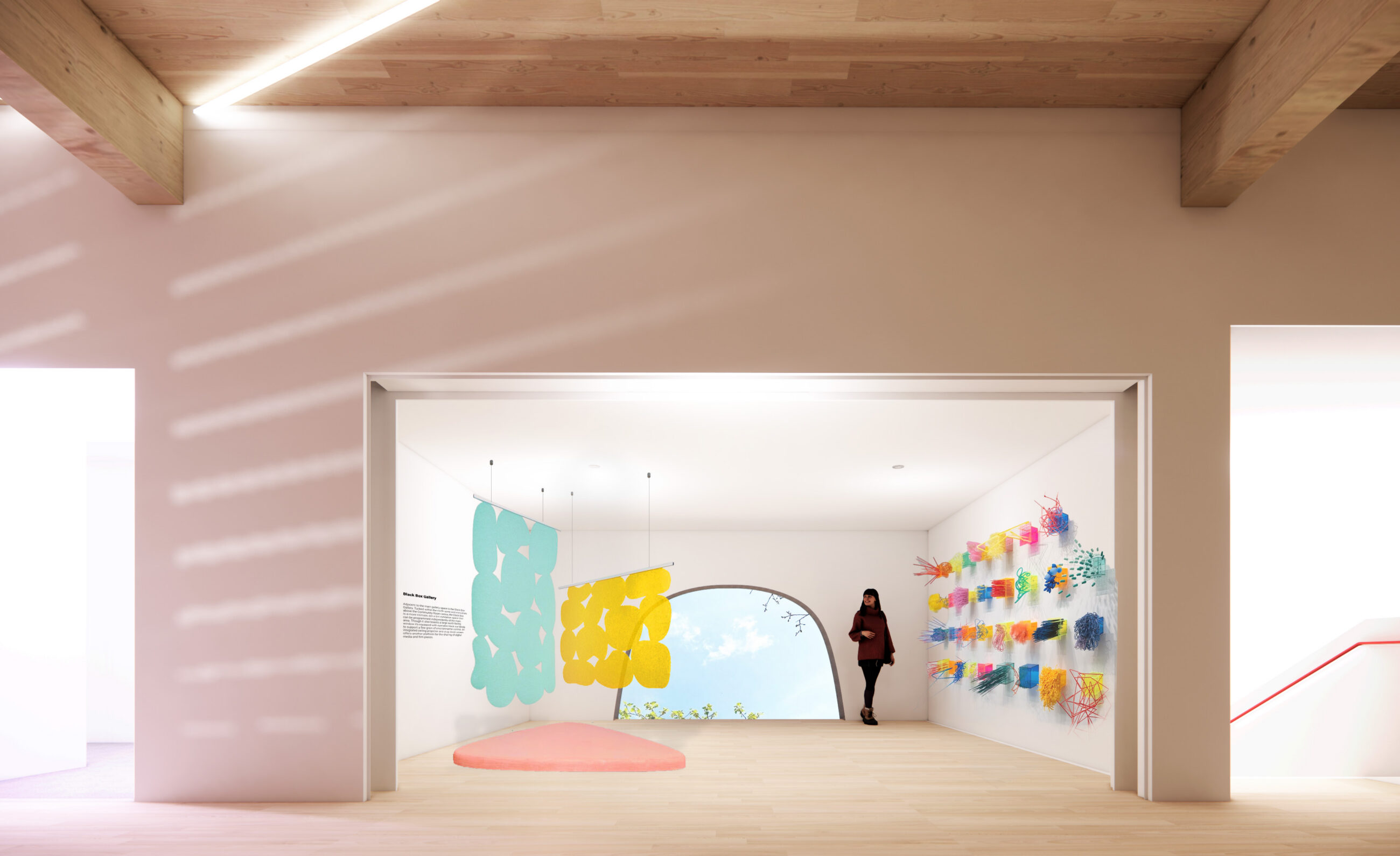 Rendering of a gallery and exhibition space within the Joseph Chung Centre.