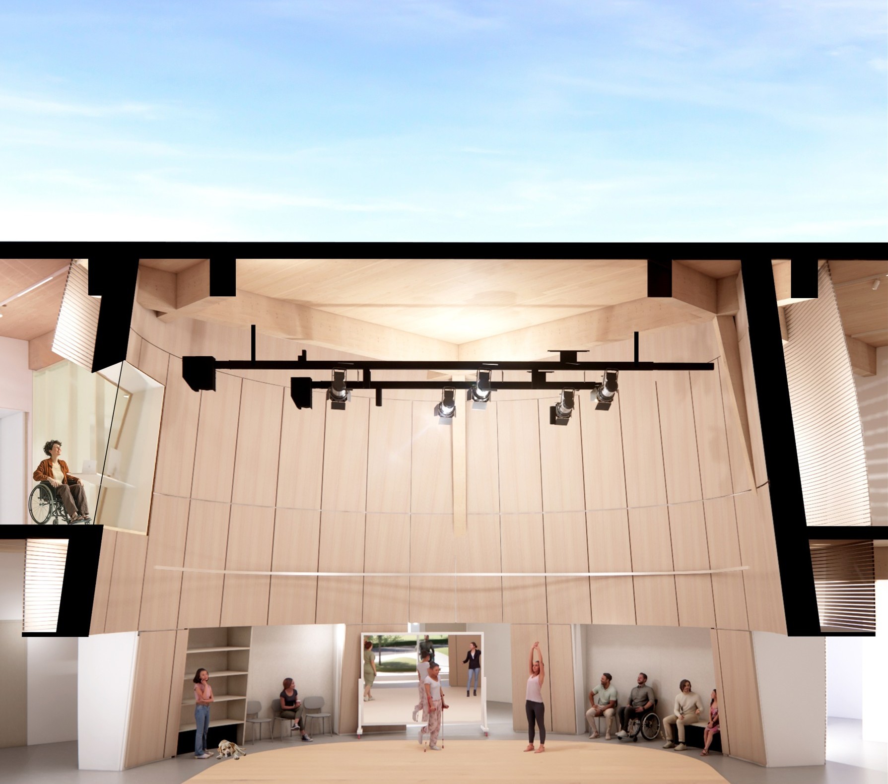 A rendering of the inside of the studio.