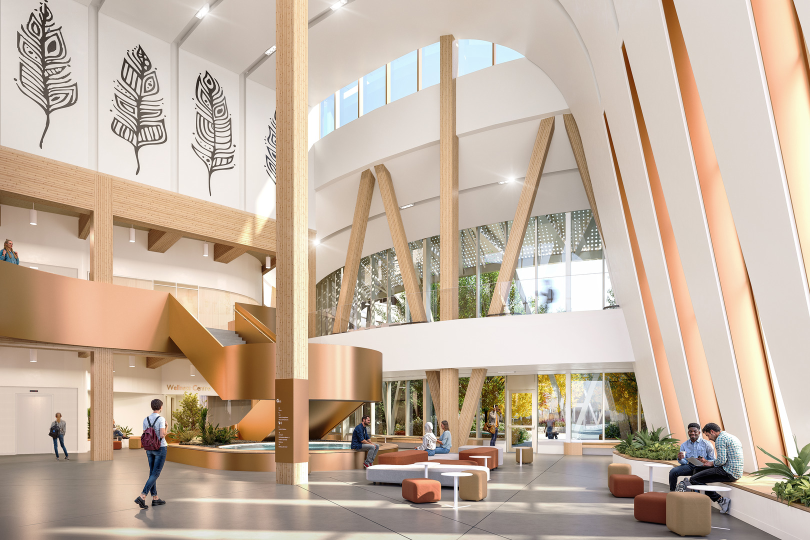 The atrium of the Seneca Polytechnic Health & Wellness Centre.